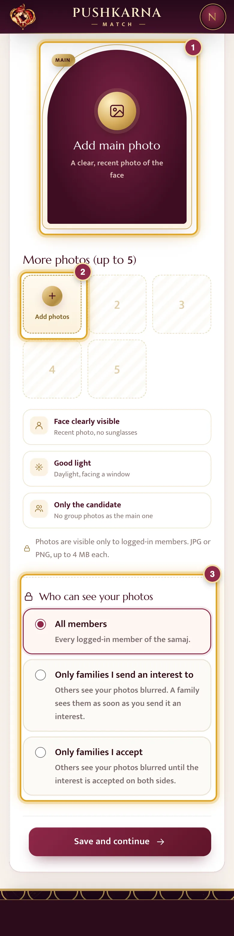 Add photos and choose who sees them